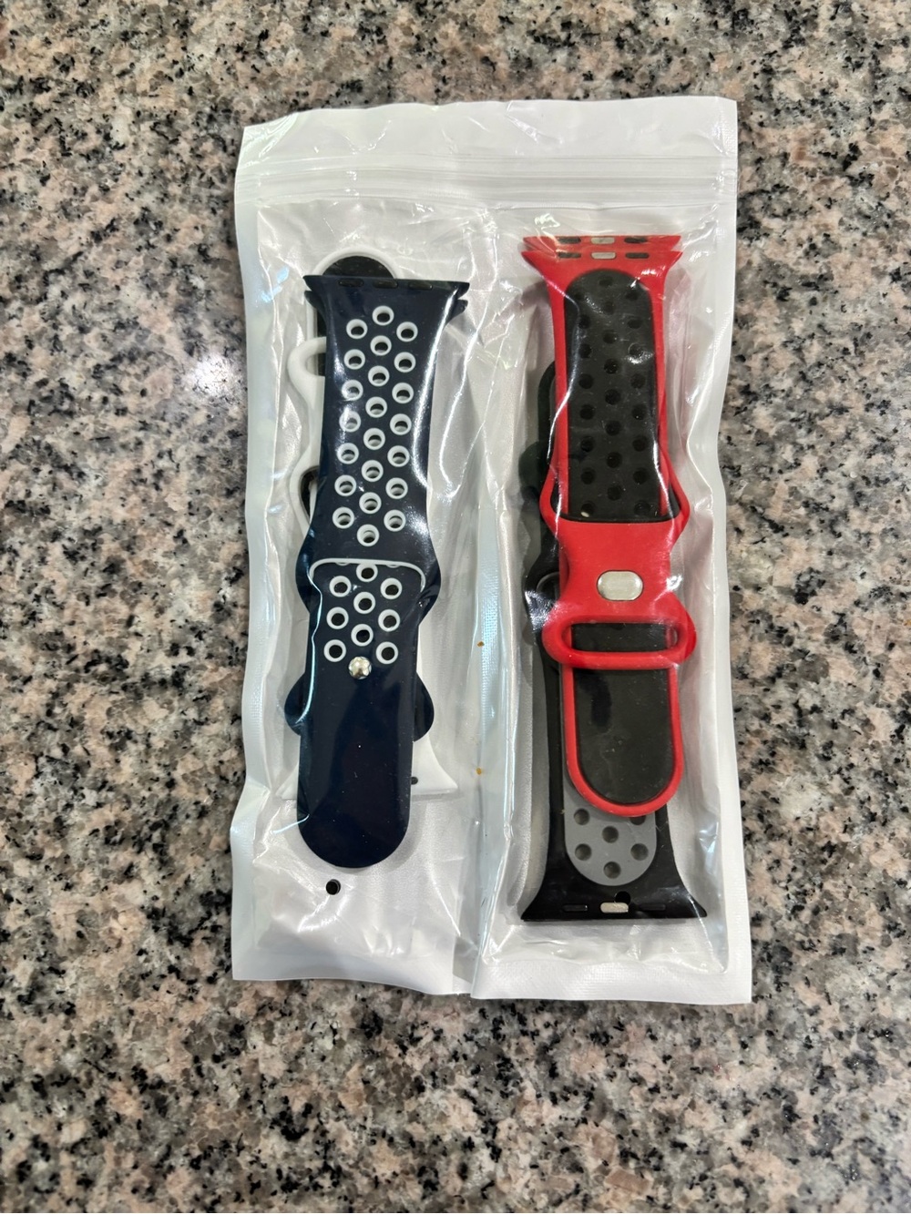 Silicone Sport Replacement Watch Bands - Black/Red & Navy/White